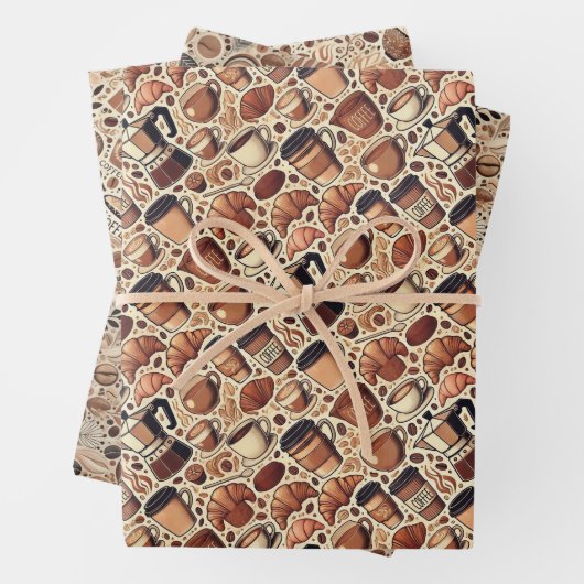 Grappige koffieliefhebbers inpakpapier vel (In situ)