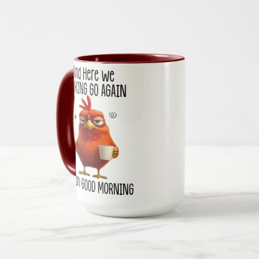 Grappige koffiemok | "Hier gaan we F*cking weer" | Mok (Voorkant links)