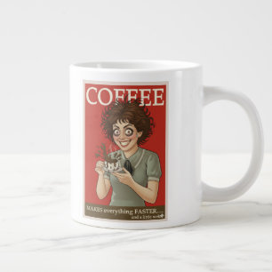 Grappige koffiemok “Koffie maakt alles sneller… Grote Koffiekop