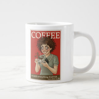 Grappige koffiemok “Koffie maakt alles sneller… Grote Koffiekop