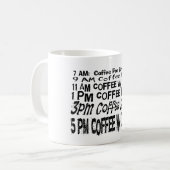Grappige koffiepauze schema koffiemok (Voorkant links)