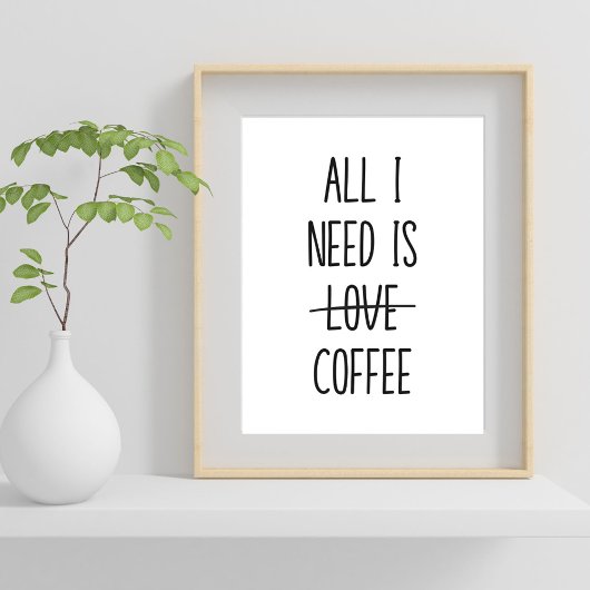Grappige koffiequote eenvoudig minimalistisch poster