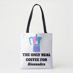 Grappige koffiesnob met eigen naam helder sarcasti tote bag