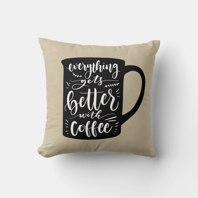 Grappige koffieverslaafde Java, cafeïne lichtbruin Kussen (Voorkant)
