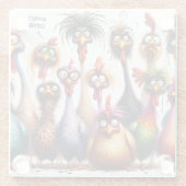 Grappige Koffievogels Glazen Onderzetter (Achterkant)