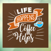 grappige koffiewinkel, woord art Window Cling Raamsticker (Vel 3)