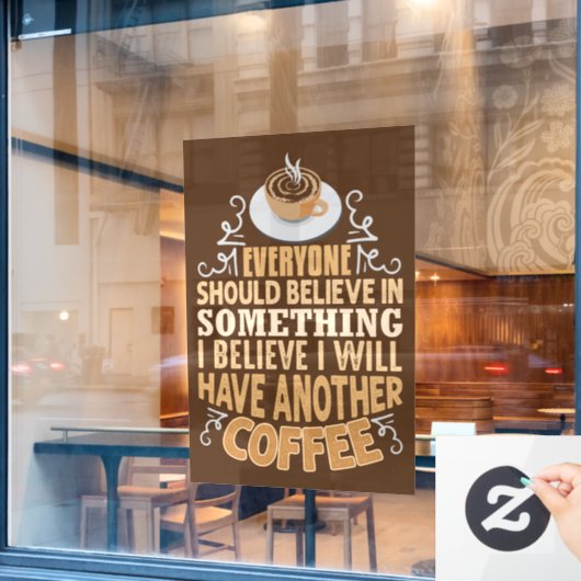 grappige koffiewinkel, woord art Window Cling Raamsticker (Cafe Raam)