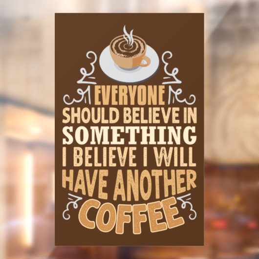 grappige koffiewinkel, woord art Window Cling Raamsticker (Vel 2)