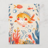 Grappige kogelvis in de buurt van Vibrant Reef Briefkaart (Voorkant)