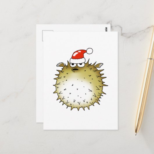 Grappige Kogelvis Kerstmis Briefkaart (Voorkant / Achterkant in situ)