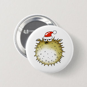 Grappige Kogelvis Kerstmis Ronde Button 5,7 Cm
