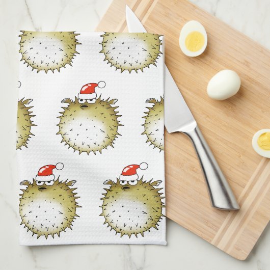 Grappige Kogelvis Kerstmis Theedoek (Quarter Fold)