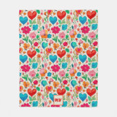 Grappige kokette, harten en bloemen monogram fleece deken (Voorkant)