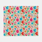 Grappige kokette, harten en bloemen monogram fleece deken (Voorkant (Horizontaal))