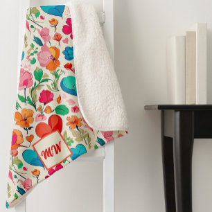 Grappige kokette, harten en bloemen monogram sherpa deken