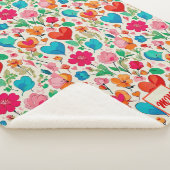 Grappige kokette, harten en bloemen monogram sherpa deken (3/4)