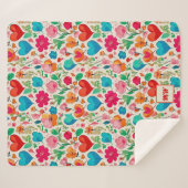 Grappige kokette, harten en bloemen monogram sherpa deken (Voorkant (horizontaal))