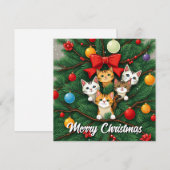 Grappige komische grillige kat vrolijke kerstboom feestdagenkaart (Voorkant / Achterkant)