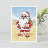 Grappige komische kerstman vrolijk kerstfeest feestdagenkaart (Staand voorkant)