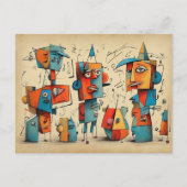 Grappige komische kubisme Vintage gekrabbeld Wonde Briefkaart (Voorkant)