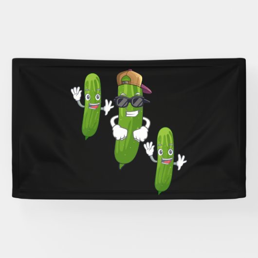 Grappige Komkommer Augurk Dansend Voedsel Spandoek (Horizontaal)