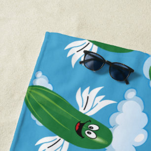 Grappige Komkommer Augurken Voedsel Humor Fantasie Strandlaken