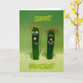 Grappige komkommers Happy Birthday Wenskaart Kaart (Gele Bloem)