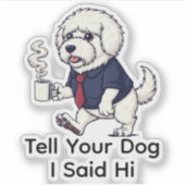 Grappige Komondor Hond Zakelijke Pak Koffie Sticker (Voorkant)