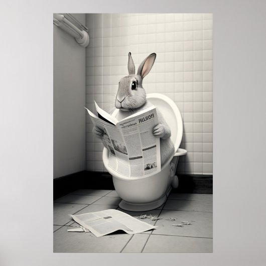 Grappige Konijn Badkamer Print Konijn Leest (Voorkant)