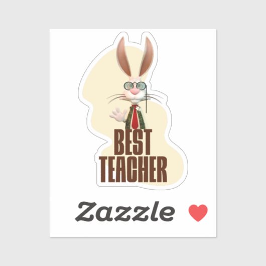 Grappige Konijn Beste Leraar Sticker (Vel)