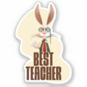 Grappige Konijn Beste Leraar Sticker (Voorkant)