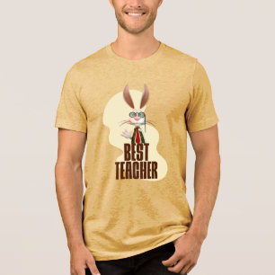 Grappige Konijn Beste Leraar Tri-Blend Shirt