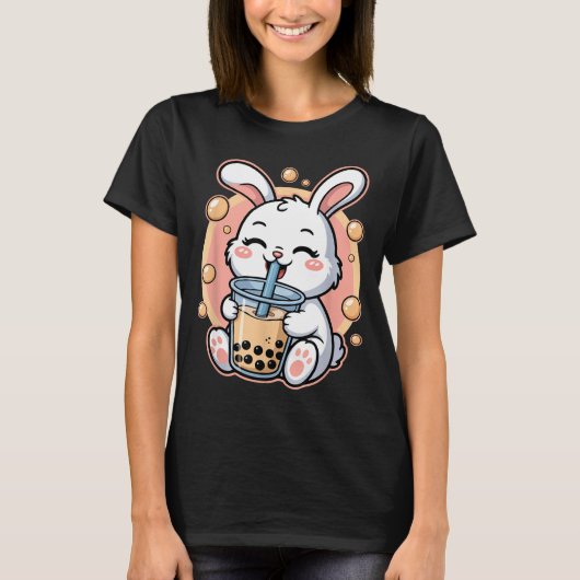 Grappige Konijn Boba Thee Bubble Thee T-shirt (Voorkant)