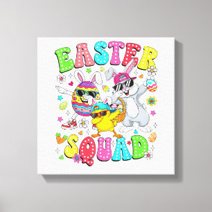 Grappige Konijn Ei Kuiken Paas Squad Dag Heren Canvas Afdruk