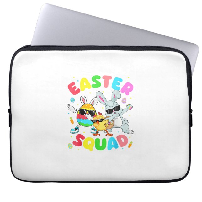 Grappige Konijn Ei Kuiken Paas Team Dag Mannen Laptop Sleeve (Voorkant)