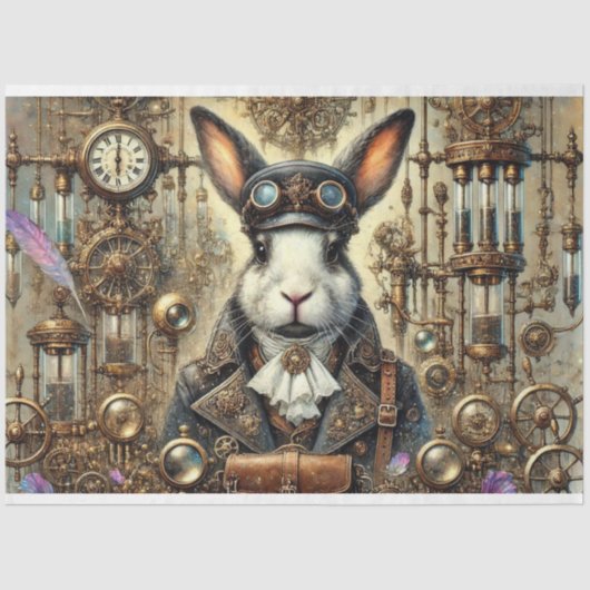 Grappige Konijn Gotische Steampunk Decoupage Tissuepapier (Voorkant)