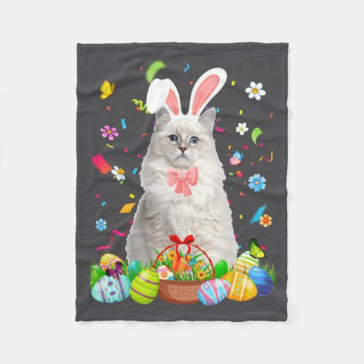 Grappige Konijn Knuffelkat Pasen Ei Fleece Deken (Voorkant)
