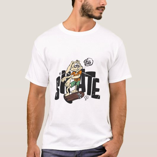 Grappige konijn met skateboard - "De hele dag Scha T-shirt (Voorkant)