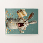 Grappige konijn met taart Jigsaw Puzzel (Horizontaal)