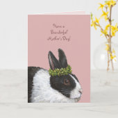 Grappige Konijn Moederdag kaart (Gele Bloem)