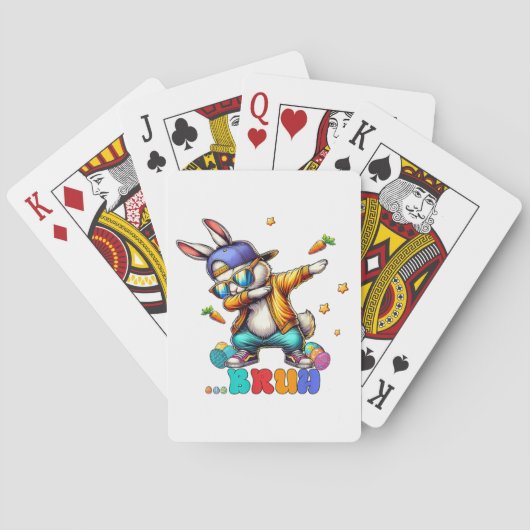 Grappige Konijn Pasen Dab Pokerkaarten (Achterkant)