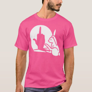 Grappige Konijn Schaduw Hand Middelvinger Teken De T-shirt