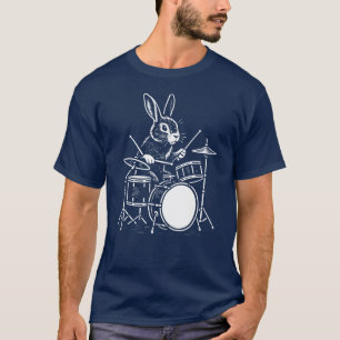grappige konijn speelt op de drums t-shirt