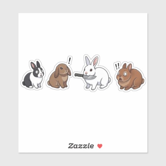 Grappige Konijn Standoff Sticker (Vel)