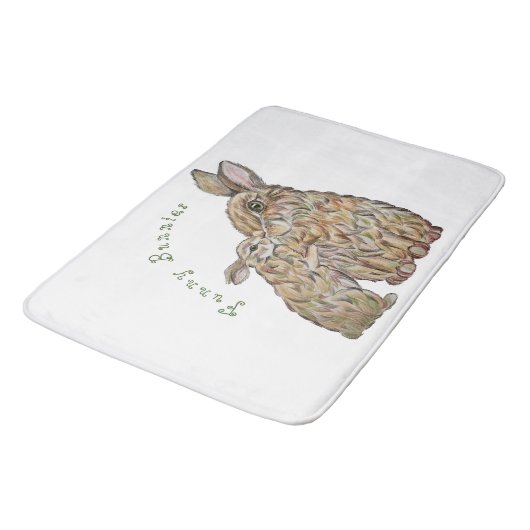 Grappige konijnen. Potloodtekening Badmat (Gekanteld)