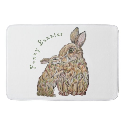 Grappige konijnen. Potloodtekening Badmat (Voorkant)