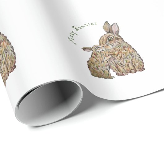 Grappige konijnen. Potloodtekening Cadeaupapier (Rol Hoek)
