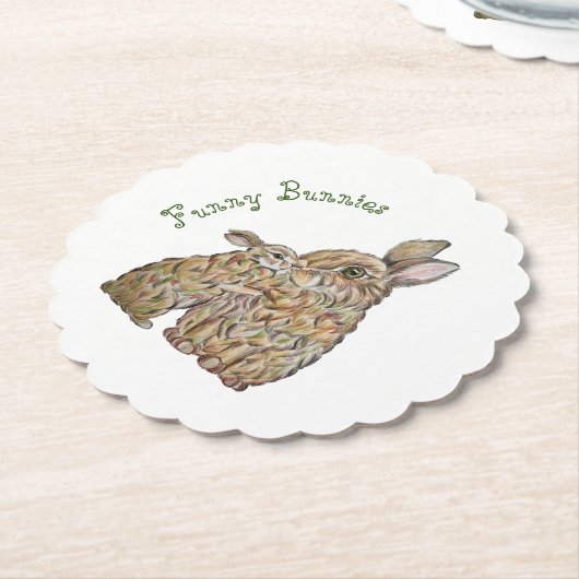 Grappige konijnen. Potloodtekening Kartonnen Onderzetters (Gekanteld)