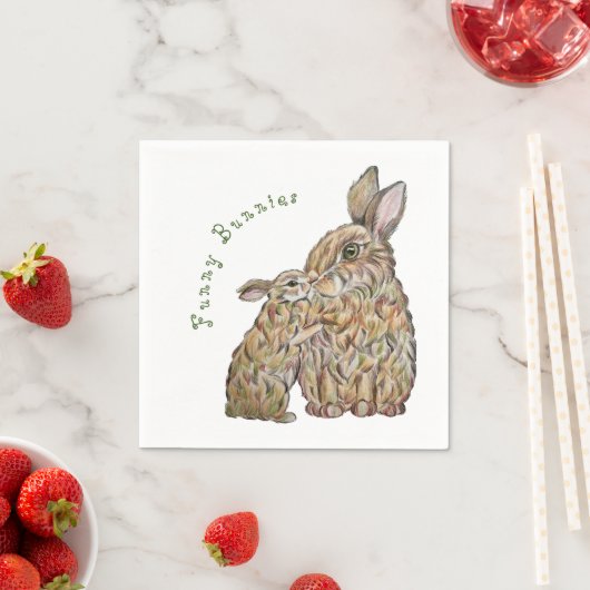 Grappige konijnen. Potloodtekening Servet (Insitu)