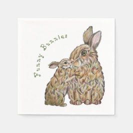 Grappige konijnen. Potloodtekening Servet